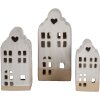 Clayre & Eef 6CE1790 Porte-bougie en porcelaine Maison Beige 9x8x18 cm style campagnard