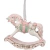 Clayre & Eef 6PR4224 Pendentif décoratif Cheval à bascule rose 8x2x7 cm Noël