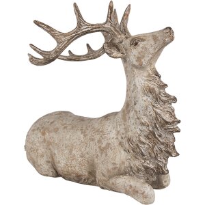 Clayre Eef Figurine de décoration Cerf Marron 29x15x27 cm Polyrésine Style rustique