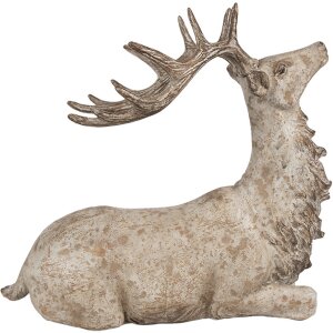 Clayre Eef Figurine de décoration Cerf Marron 29x15x27 cm Polyrésine Style rustique