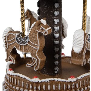Clayre Eef Boîte à musique Carrousel Marron Décoration de Noël Style pain dépices