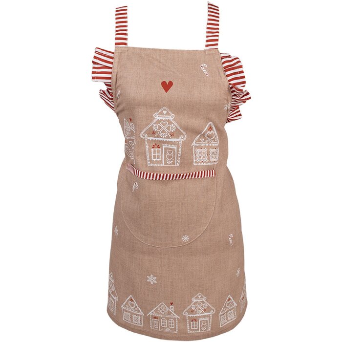 Clayre Eef Tablier de cuisine pour enfants Maison en pain dépices 48x56 cm Coton style campagnard