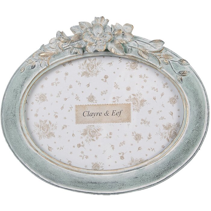 Clayre & Eef Cadre photo ovale 13x18 cm vert Vintage plastique verre