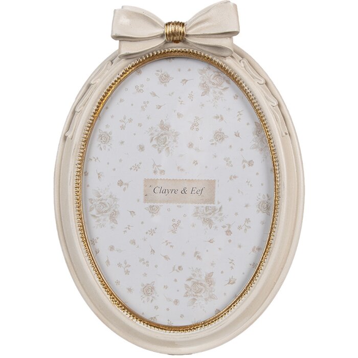 Clayre & Eef 2F1165 Cadre photo Beige Ovale 16x3x22 cm / 13x18 cm Romantique