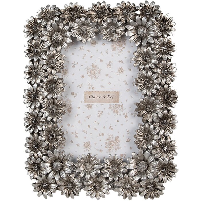 Clayre & Eef Cadre photo 10x15 cm Argenté Rétro Design Fleuri