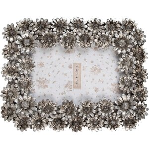 Clayre & Eef Cadre photo 10x15 cm Argenté Rétro Design Fleuri