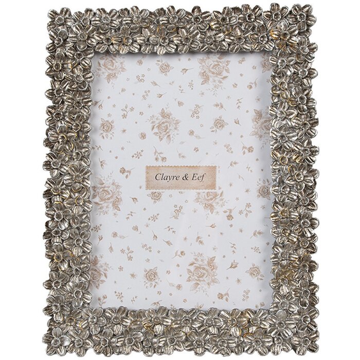 Clayre & Eef 2F1183 Cadre photo Argenté 18x2x23 cm Design Rétro Fleuri