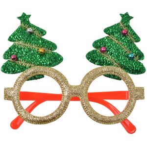 Clayre & Eef Lunettes de Noël Sapins or 13x3x11 cm
