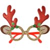 Clayre & Eef 65676 Lunettes avec bois de cerf rouge or 19x3x15 cm Noël