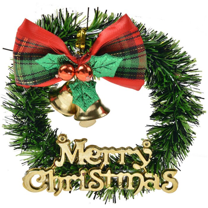 Clayre & Eef 65775 Couronne décorative Noël vert or Ø 8x2 cm