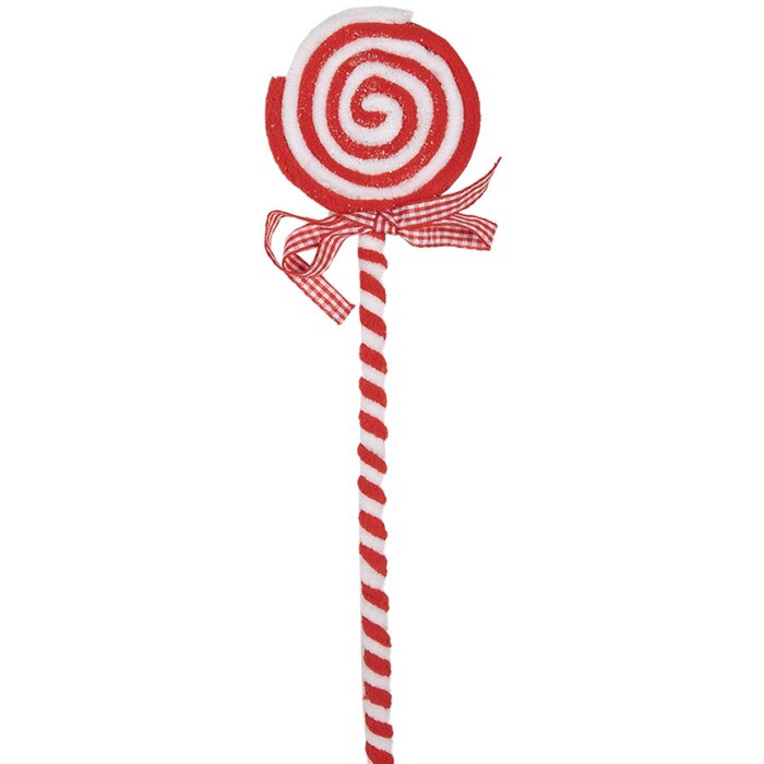 Clayre & Eef 65851 Décoration de Noël Lollipop rouge blanc 9x1x41 cm Plastique