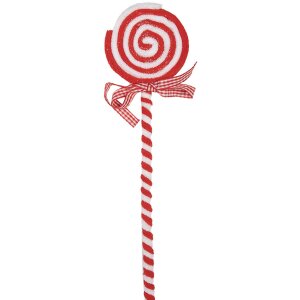 Clayre & Eef 65851 Décoration de Noël Lollipop rouge blanc 9x1x41 cm Plastique