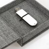 ZEP USB Box Modena gris lin Boîte à photos 11x11x3 cm avec découpe photo