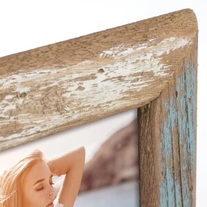 Cadre photo en bois ZEP Martigny 13x18 cm Vintage Marron Bleu