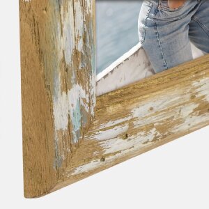 Cadre photo en bois ZEP Martigny 13x18 cm Vintage Marron Bleu