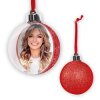 ZEP Boule de Noël avec photo 10x10 cm rouge à suspendre
