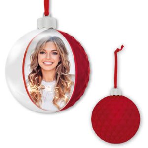 ZEP Boule de Noël avec image 10x10 cm rouge à...