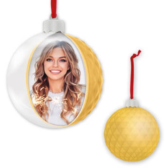 ZEP Boule de Noël avec image 10x10 cm or à suspendre