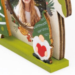 ZEP Koda C Cadre photo en bois 6x6 cm Motif de Noël à suspendre