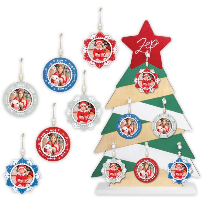 ZEP Pendentif en bois Noël avec image 6x6 cm à suspendre couleur aléatoire