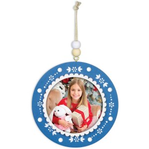 ZEP Pendentif en bois Noël avec image 6x6 cm à suspendre couleur aléatoire