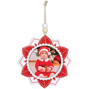 ZEP Pendentif en bois Noël avec image 6x6 cm à suspendre couleur aléatoire