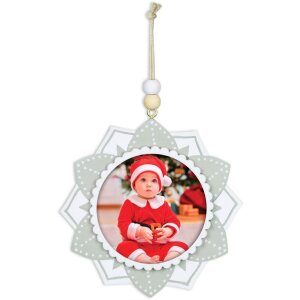ZEP Pendentif en bois Noël avec image 6x6 cm à suspendre couleur aléatoire