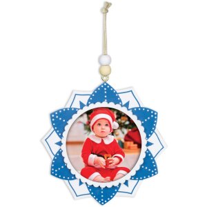 ZEP Pendentif en bois Noël avec image 6x6 cm à suspendre couleur aléatoire