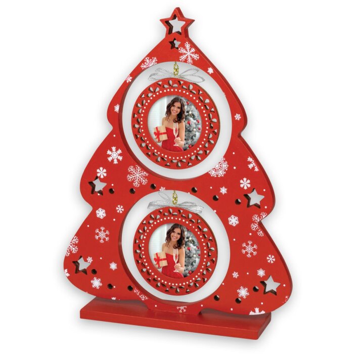 ZEP LK284 Helga cadre photo en bois rouge 21x5x28 cm pour 2 photos 6x6 cm