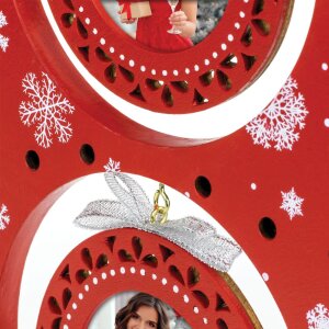 ZEP LK284 Helga cadre photo en bois rouge 21x5x28 cm pour 2 photos 6x6 cm