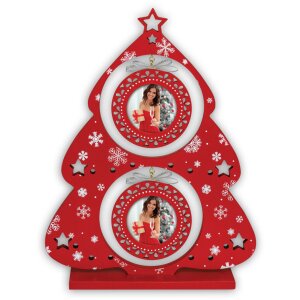 ZEP LK284 Helga cadre photo en bois rouge 21x5x28 cm pour 2 photos 6x6 cm