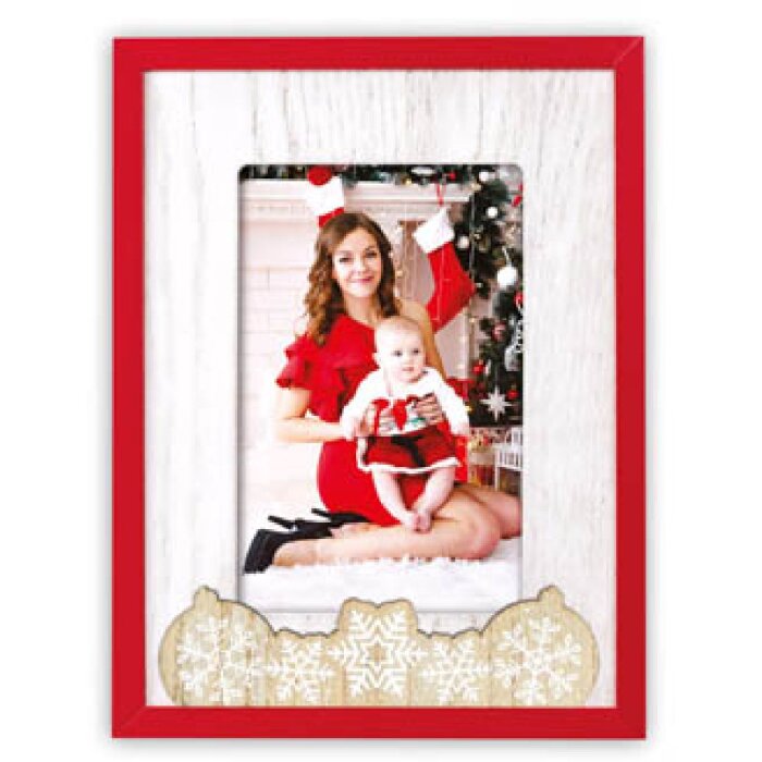 ZEP ZT3768 Vipiteno Cadre photo en bois Blanc Rouge 15x20 cm Vertical