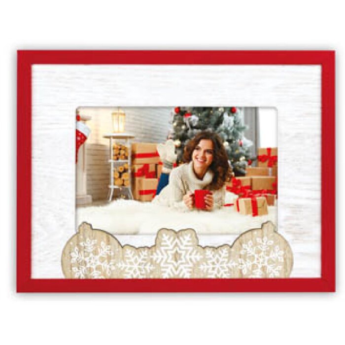 ZEP ZT3764 Vipiteno Horizontal cadre photo en bois blanc rouge 10x15 cm