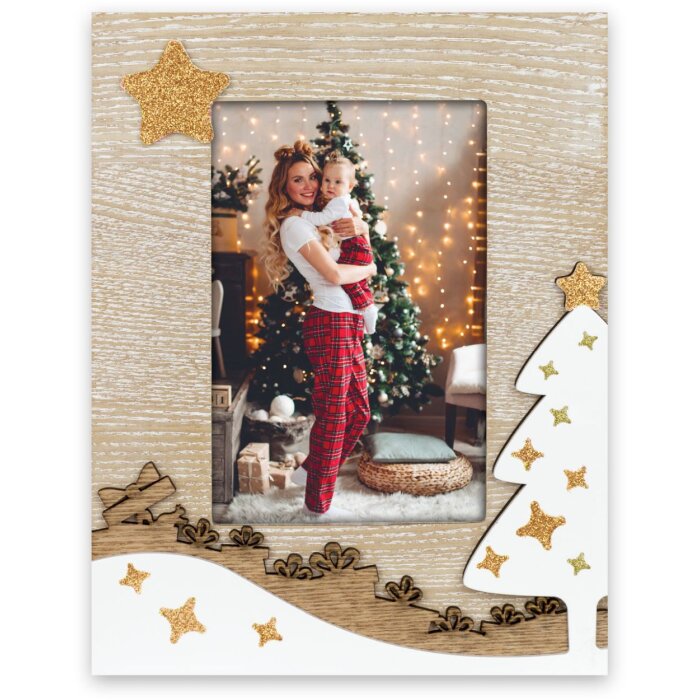 ZEP ZT3446 Sestriere Cadre photo en bois 10x15 cm Noël Or