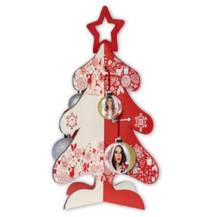 ZEP Arbre de Noël en bois rouge blanc 65 cm de haut 45 cm de large Système dassemblage darbres de décoration