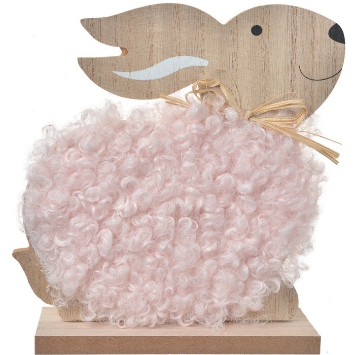 Clayre & Eef 65650 Décoration Lapin Marron Rose 14x5x17 cm Bois Textile