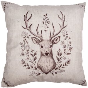 Clayre & Eef GTW21 Housse de coussin Beige Marron Motif cerf 45x45 cm style rustique