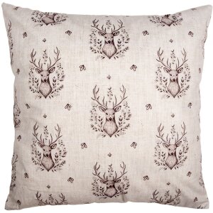 Clayre & Eef GTW21 Housse de coussin Beige Marron Motif cerf 45x45 cm style rustique