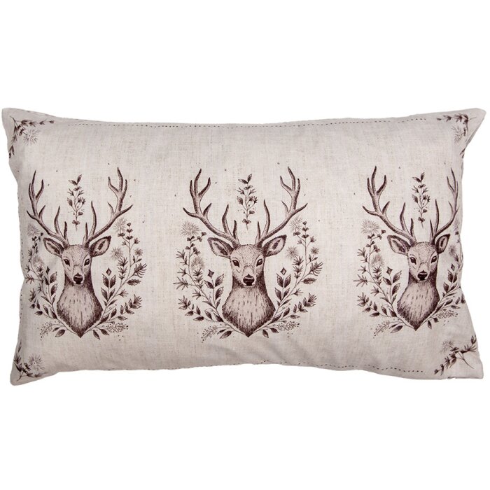 Clayre & Eef GTW36-2 Housse de coussin Beige Marron Motif cerf 30x50 cm