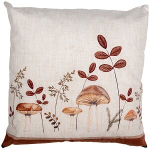 Clayre & Eef LFJ21 Housse de coussin Motif champignon Beige Marron 45x45 cm style rustique