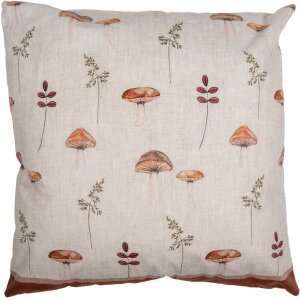 Clayre & Eef LFJ21 Housse de coussin Motif champignon Beige Marron 45x45 cm style rustique
