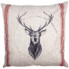 Clayre & Eef NWV24-1 Housse de coussin 45x45 cm Beige Rouge Motif cerf campagnard