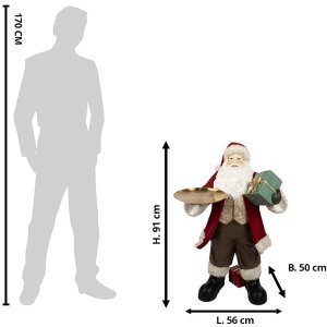 Clayre & Eef 5PR0140 Père Noël figurine décorative rouge blanc 56x50x91 cm Polyrésine