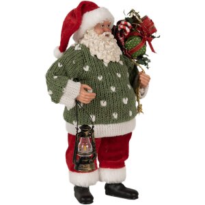 Clayre & Eef 65592 Père Noël figurine décorative 17x11x27 cm Vert Rouge Textile