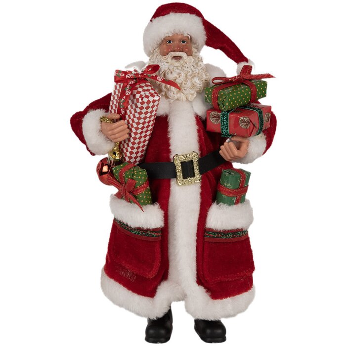 Clayre & Eef 65594 Décorations de Noël Père Noël rouge blanc 16x10x27 cm