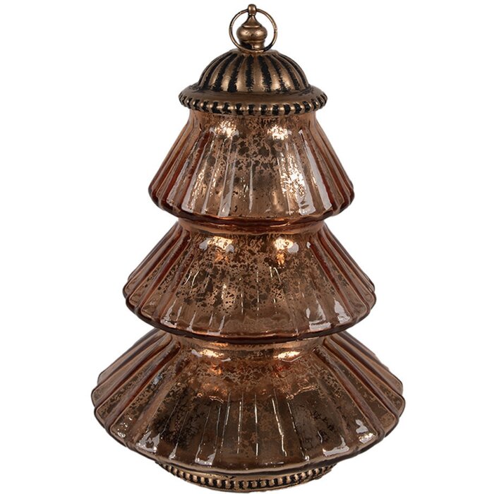 Clayre & Eef 6GL4574KO Sapin de Noël LED Ø 16x22 cm Cuivre Verre Style campagne