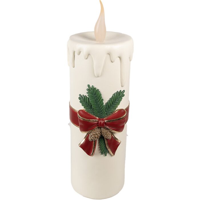 Clayre & Eef 6PR4237 Bougie décorative LED blanc rouge 18x20x56 cm 3xAA