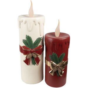 Clayre & Eef 6PR4237 Bougie décorative LED blanc rouge 18x20x56 cm 3xAA