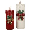 Clayre & Eef 6PR4237 Bougie décorative LED blanc rouge 18x20x56 cm 3xAA