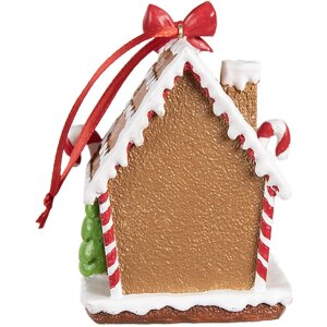 Clayre & Eef 6PR4254 Pendentif de Noël maison en pain dépices brun blanc 7x5x9 cm